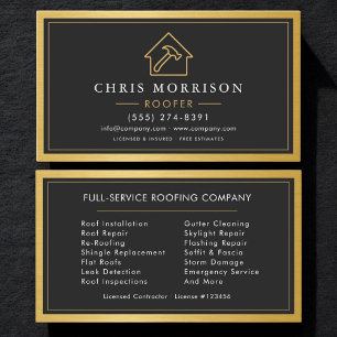 Roofing Service Roofer Gold Professional Business Card