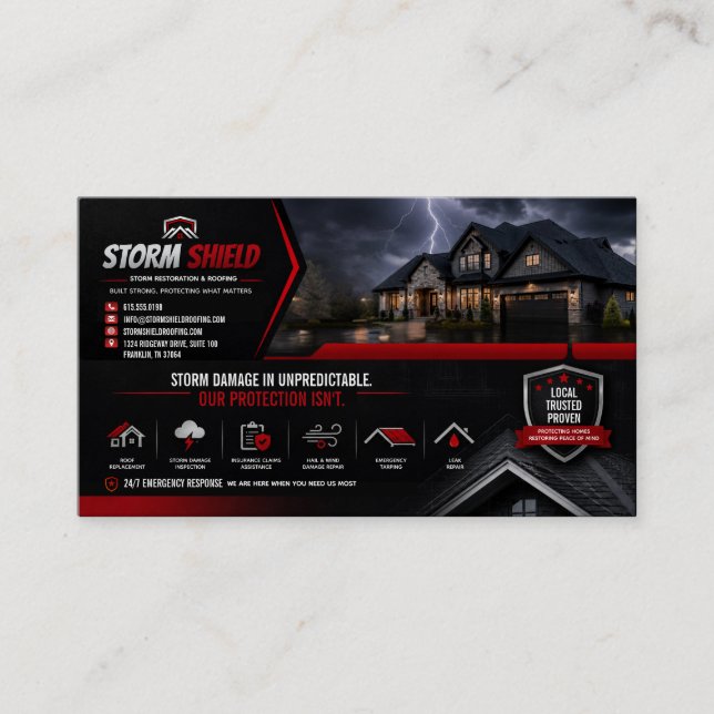 Roofing & Storm Restoration Business Card (Front)