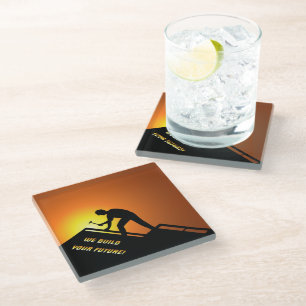 Roofing Worker Glass Coaster