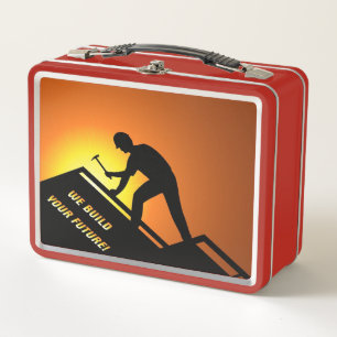 Roofing Worker Metal Lunch Box