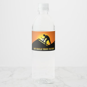Roofing Worker Water Bottle Label