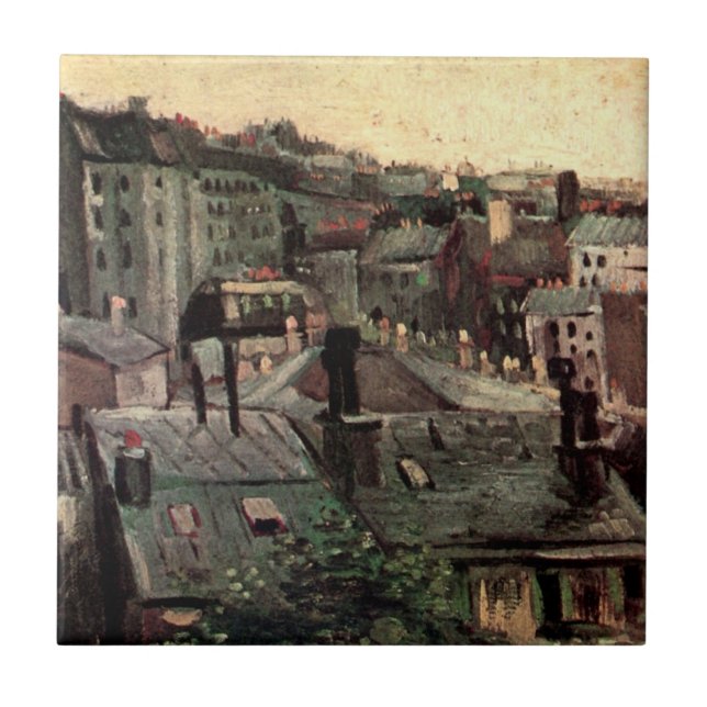 Roofs and Backs of Houses by Vincent van Gogh Ceramic Tile (Front)
