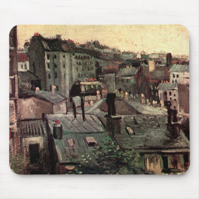 Roofs and Backs of Houses by Vincent van Gogh Mouse Pad (Front)