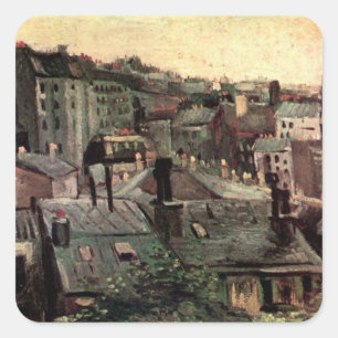 Roofs and Backs of Houses by Vincent van Gogh Square Sticker