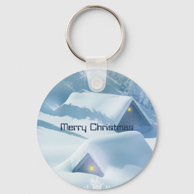 Roofs Covered with Glittering Snow Key Ring (Front)