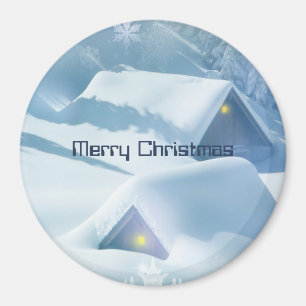 Roofs Covered with Glittering Snow  Magnet