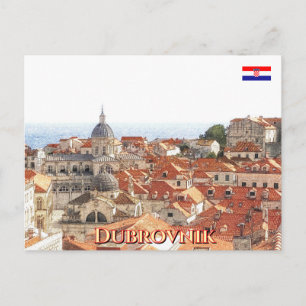 Roofscape of Dubrovnik in Croatia, travel Holiday Postcard