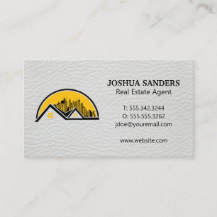 Rooftop and Cityscape Leather Background Business Card