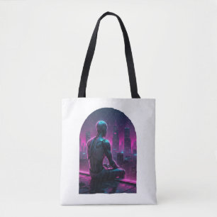 Rooftop Android City Gaze Tee Tote Bag