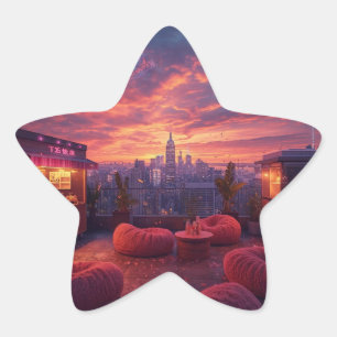 Rooftop Beats and Sunset Treats Star Sticker