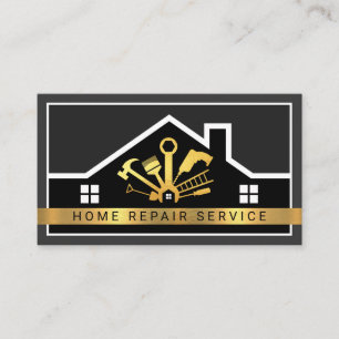 Rooftop Building Frame Golden Handyman Tools Business Card