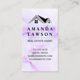 Rooftop Icon    Purple Marble Texture Appointment Card