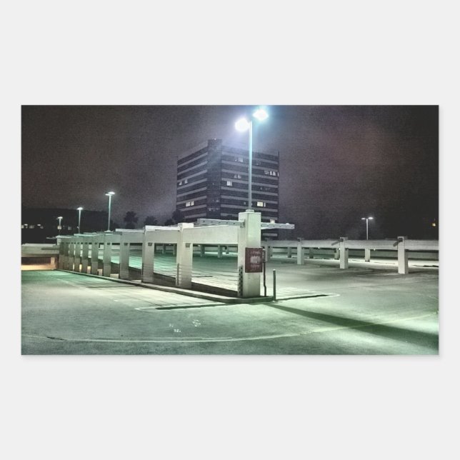 Rooftop Parking Structure at Night - HDR Rectangular Sticker (Front)