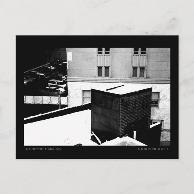 Rooftop Parking Urban Winter Landscape Postcard (Front)