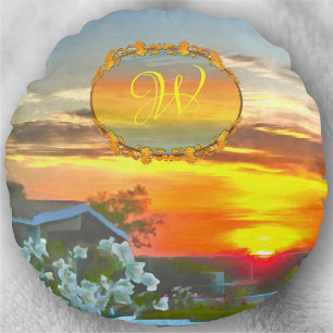 Rooftop Sunset 2295 Round Cushion