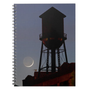 Rooftop Water Tower Crescent Moon New Jersey Notebook