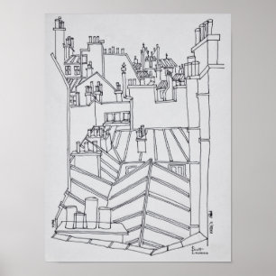 Rooftops of Paris, France Poster