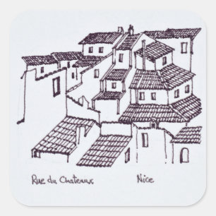 Rooftops of Rue de Chateaux   Nice, France Square Sticker