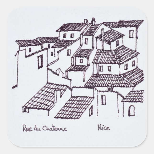 Rooftops of Rue de Chateaux | Nice, France Square Sticker (Front)