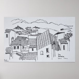 Rooftops of Sant'Antonino Corsica, France Poster