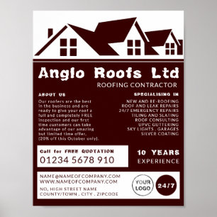 Rooftops, Roofer, Roofing Contractor Advertising Poster