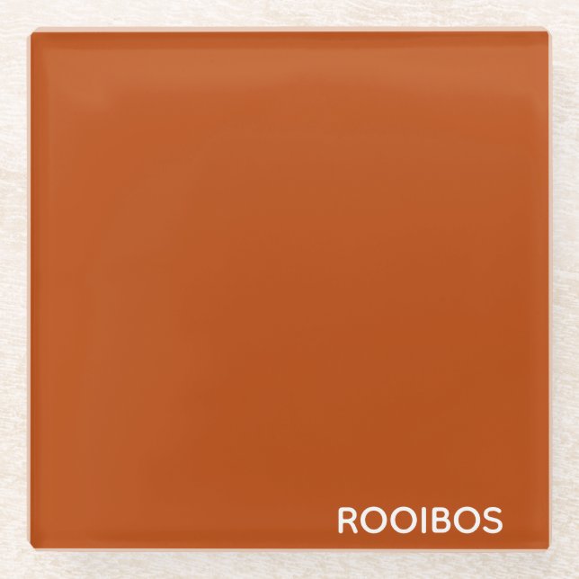 Rooibos red brown color name glass coaster (Front)