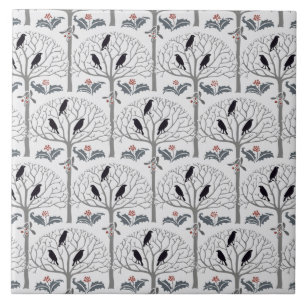 Rook and Holly Pattern Christmas Art Tile Trivet