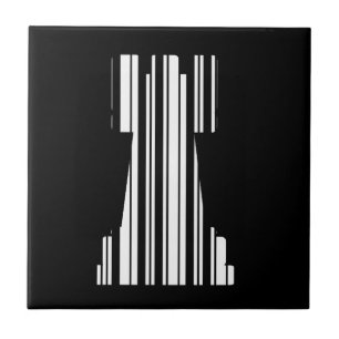 ROOK CHESS PIECE BAR CODE Game Barcode Pattern Ceramic Tile