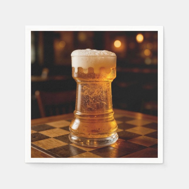 Rook Chess Piece Beer Glass Napkin (Front)