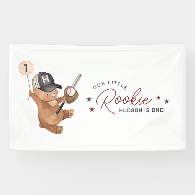 Rookie 1st Birthday Bear Banner (Horizontal)
