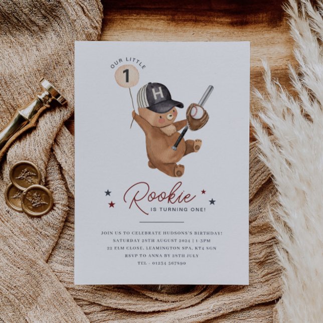 Rookie 1st Birthday Bear Invitation (Zazzle Rookie 1st Birthday Bear Invitation)