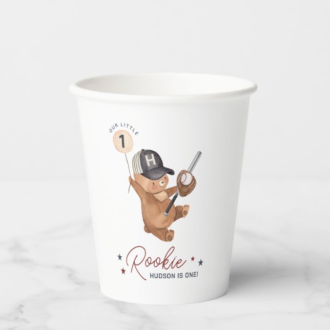 Rookie 1st Birthday Bear Paper Cups (Front)