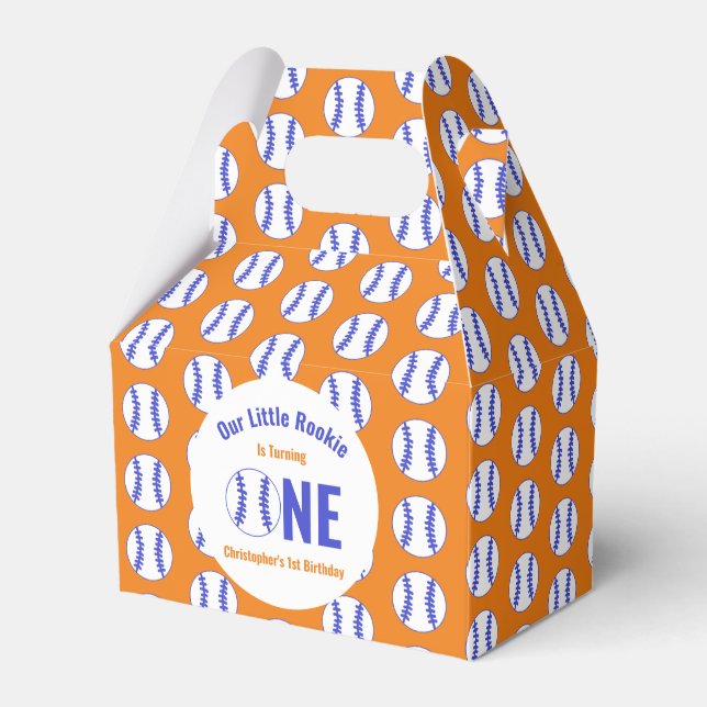 Rookie Baseball 1st Birthday Favour Box (Front Side)