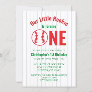 Rookie Baseball 1st Birthday Invitation