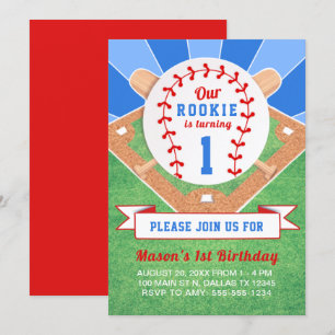 Rookie Baseball 1st Birthday Invitation