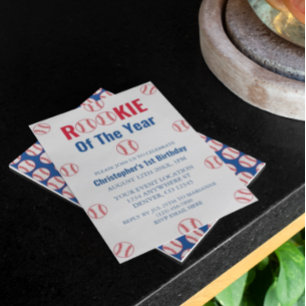 Rookie Baseball 1st Birthday Invitation