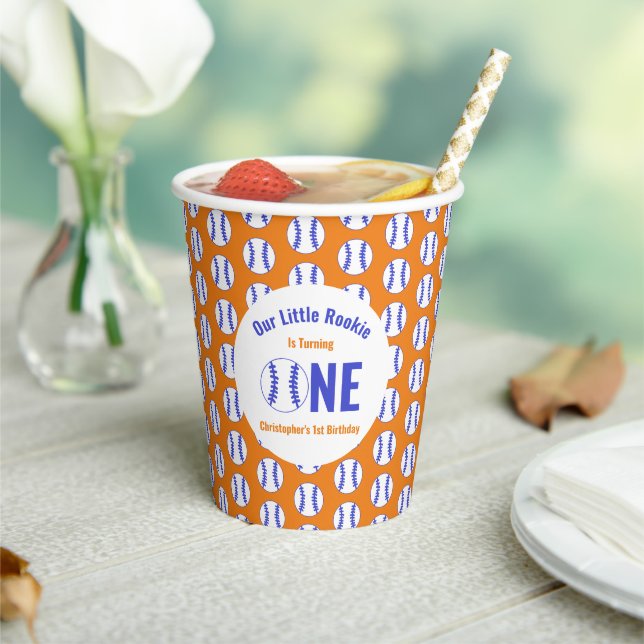 Rookie Baseball 1st Birthday Paper Cups (Insitu)