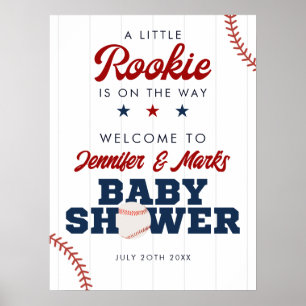 Rookie Baseball Baby Shower Welcome Sign