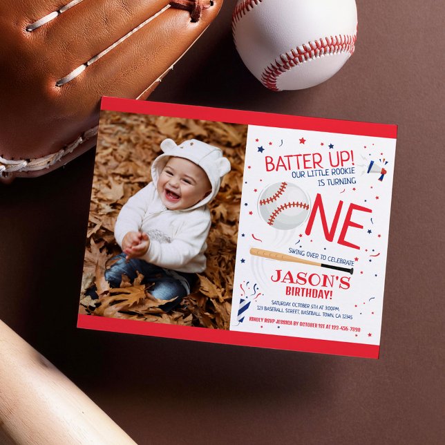 Rookie Baseball Budget Photo 1st Birthday Invite (Creator Uploaded)