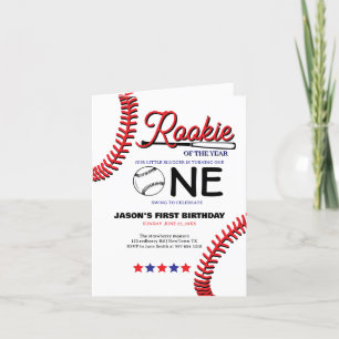Rookie baseball kid's first birthday card