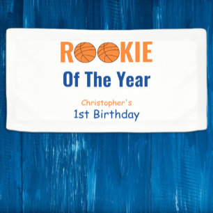 Rookie Basketball 1st Birthday Banner