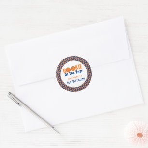 Rookie Basketball 1st Birthday Classic Round Sticker