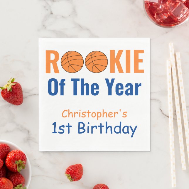 Rookie Basketball 1st Birthday Napkins (Insitu)