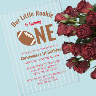 Rookie Football 1st Birthday Acrylic Invitations