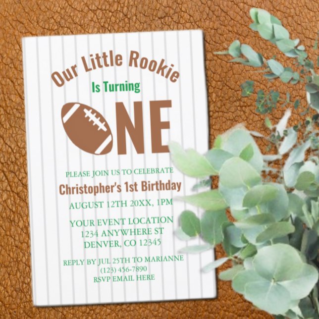 Rookie Football 1st Birthday Invitation (Creator Uploaded)