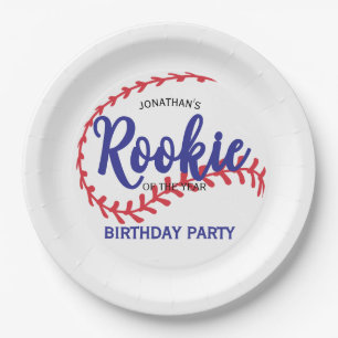 Rookie of the Year 1st Bday Baseball Paper Plate