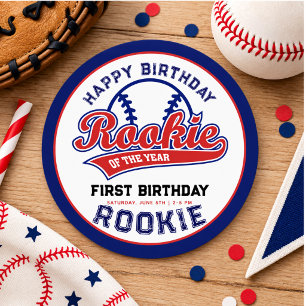 Rookie of the Year 1st birthday baseball Classic Round Sticker