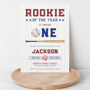 Rookie of the Year 1st Birthday Baseball Invitation