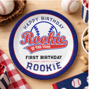 Rookie of the Year 1st birthday baseball Paper Plate