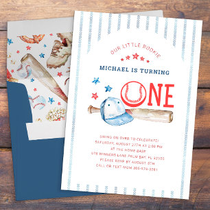 Rookie of the Year 1st Birthday Baseball Party Invitation